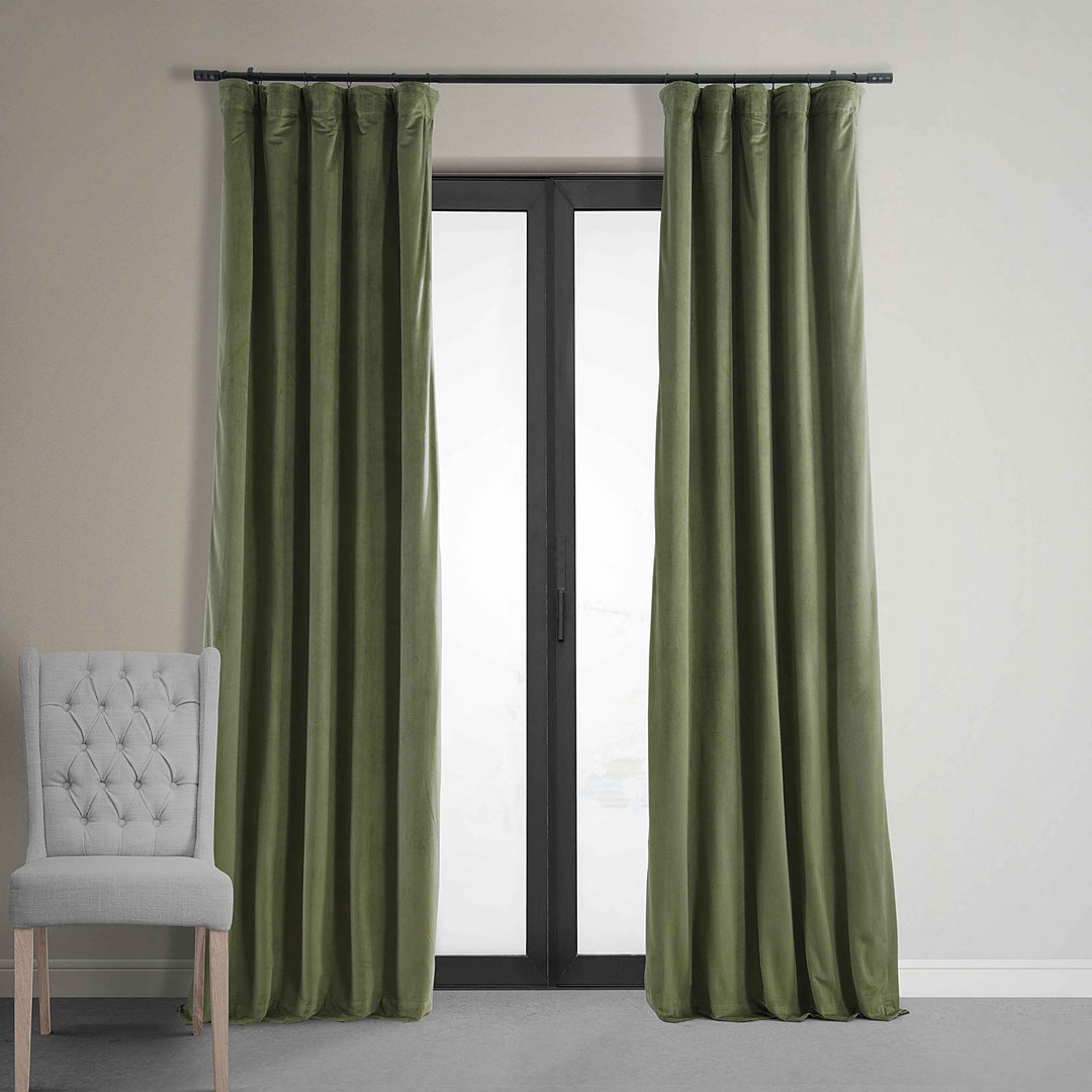 Olivia Signature Thermal Lined Blackout Velvet Curtains-96"