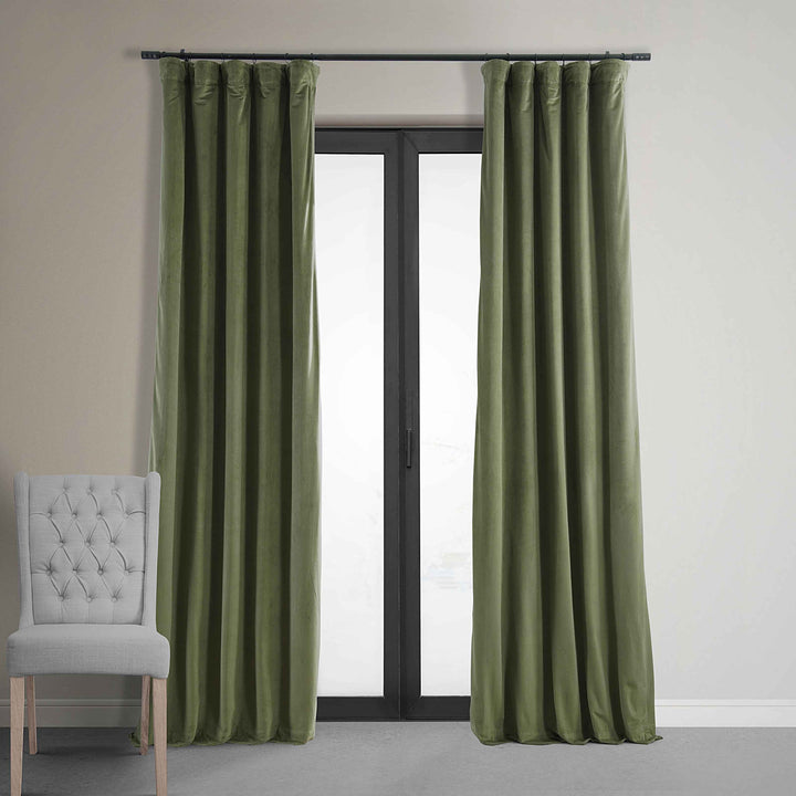 Olivia Signature Thermal Lined Blackout Velvet Curtains-96"
