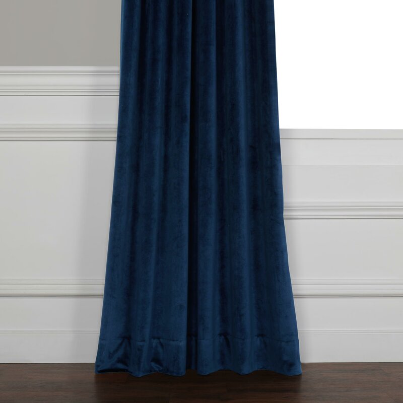 Heritage Velvet Room Darkening Rod Pocket Single Curtain Panel-96"