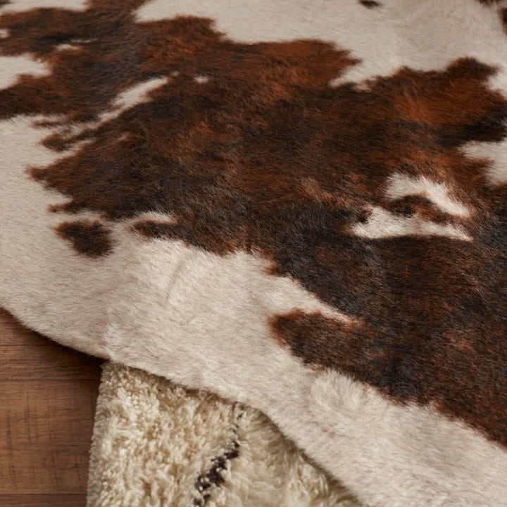 Hensen Faux Cowhide Brown Area Rug-3'10"x5'