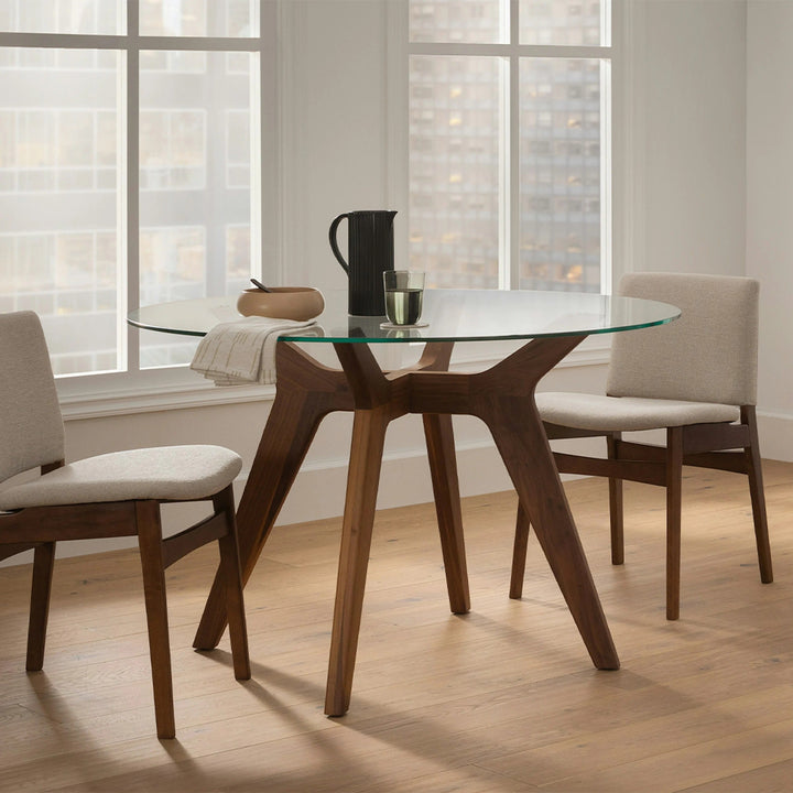 Emmer Glass Dining Table Walnut