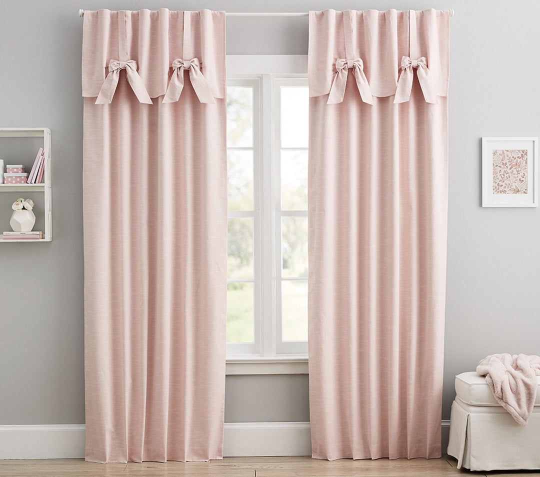 Evelyn Linen Blend Bow Valance Blackout Curtain