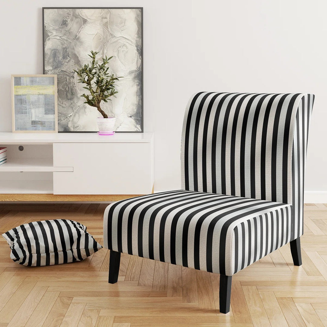 Black And White Striped Lines Harmony Slippper Chair
