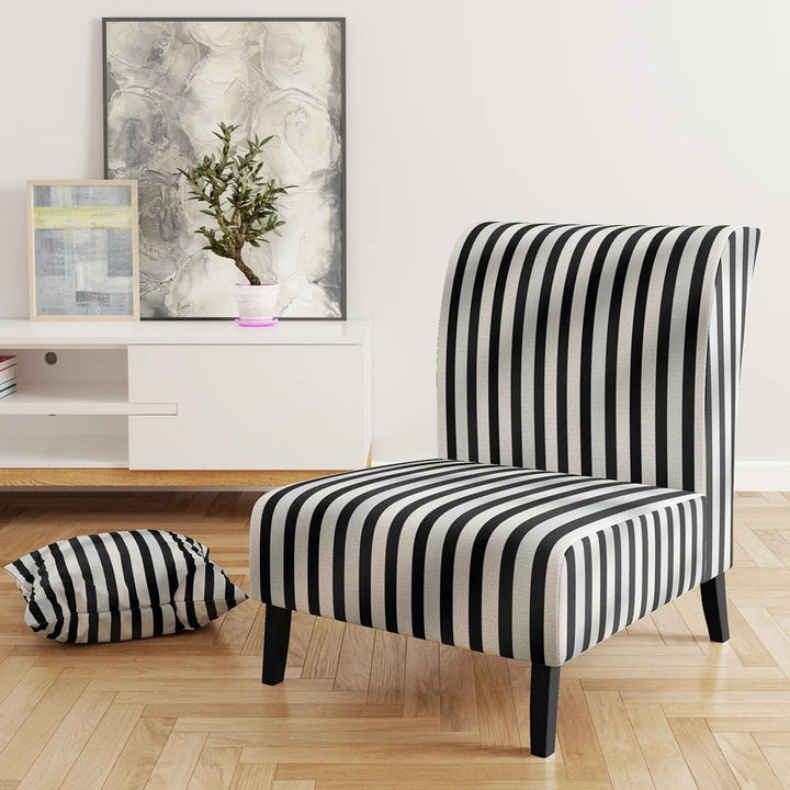 Black And White Striped Lines Harmony Slippper Chair