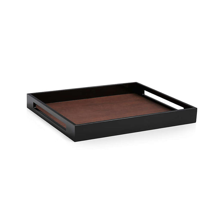 Grant Black and Wood Rectangular Serving Tray