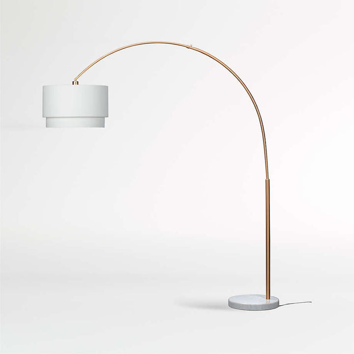 Meryl Arc Brass Floor Lamp with White Shade