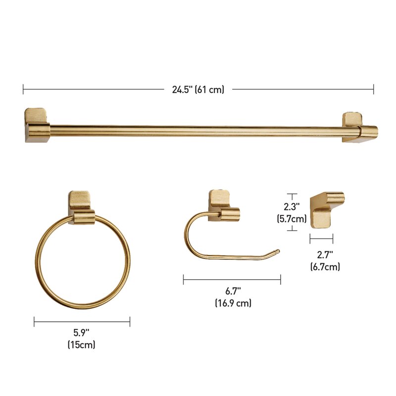 Bathroom Hardware Set of 4 Towel bar Robe