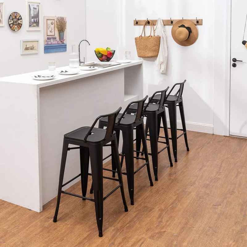 Saltash Counter Stool with Metal Frame-Set of 4