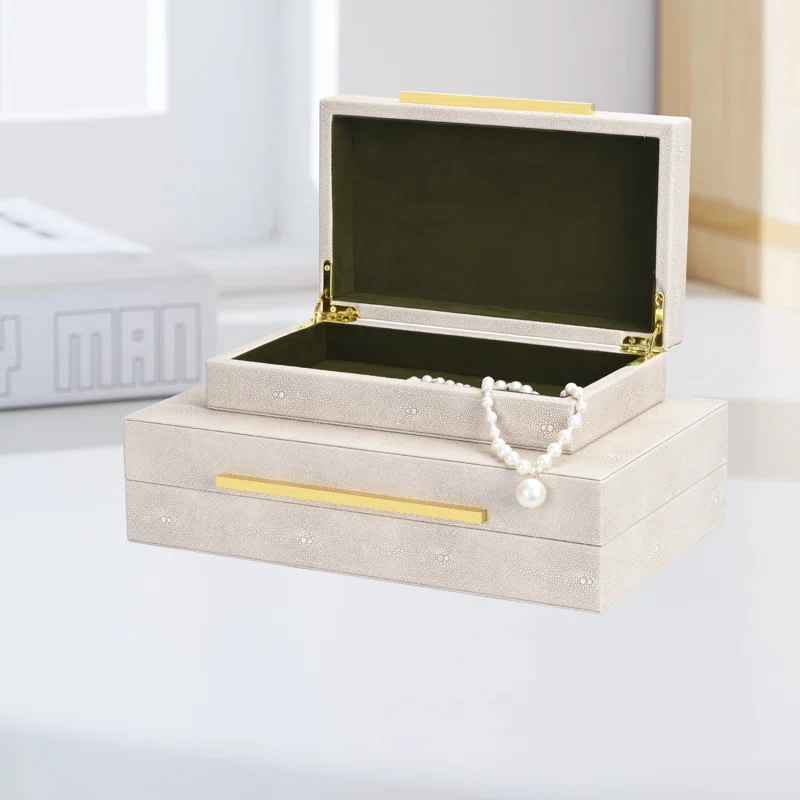 Selecia 2 Piece Handmade Faux Leather Decorative Box Set