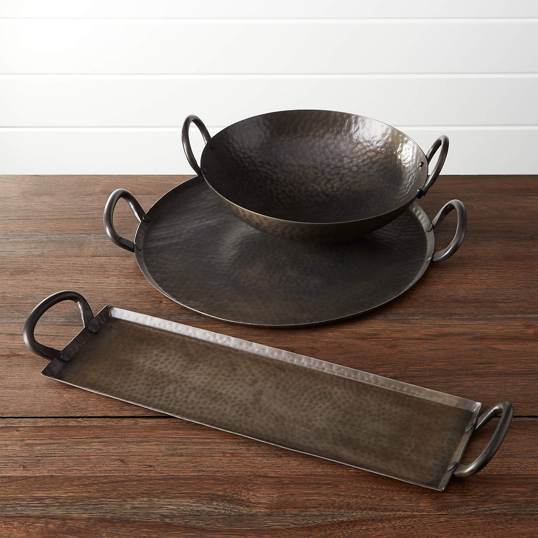Feast Hammered Iron Serving Bowl with Handles