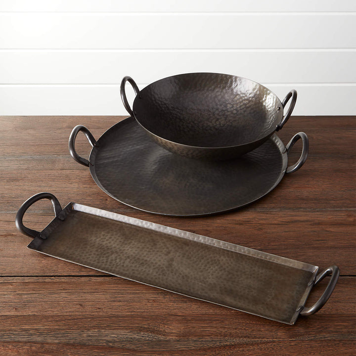 Feast Hammered Iron Serving Bowl with Handles