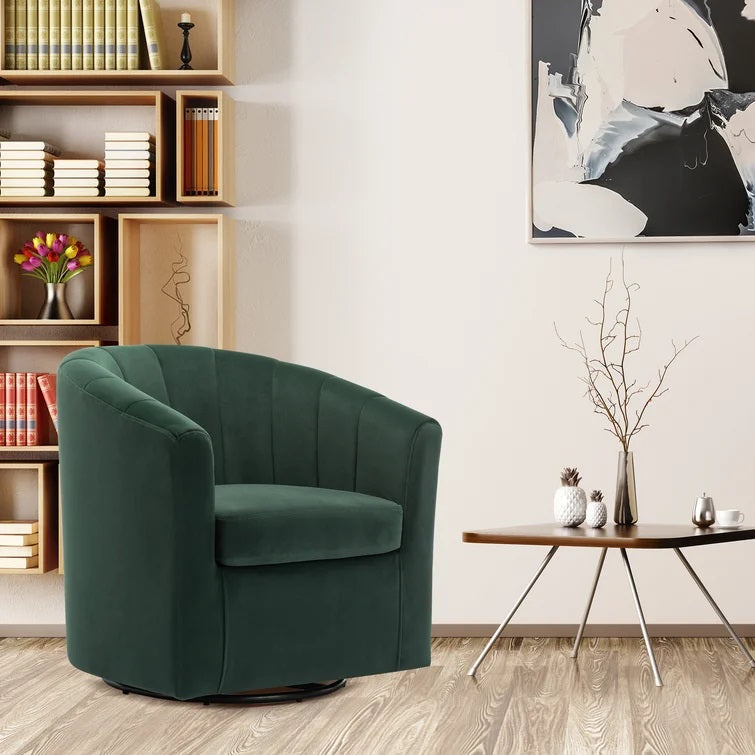 Barrentine Velvet Swivel Barrel Chair