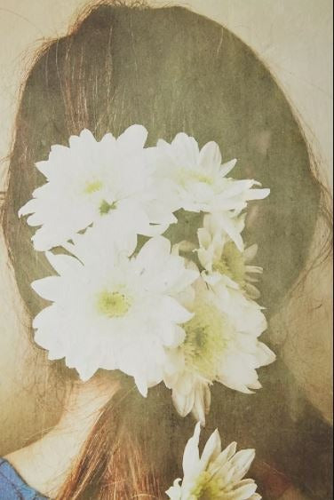 White Flowers in Her Hair Wall Art with frame