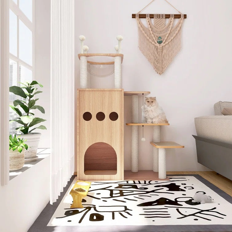 Tavion Wooden 52" Modern Cat Tree Tower