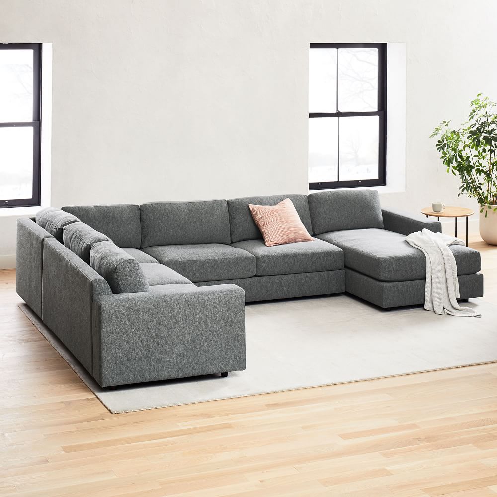Urban  09: LA 2 Sofa - Corner - Armless 2 Seater - RA Chaise - Deco Weave - Pearl Grays