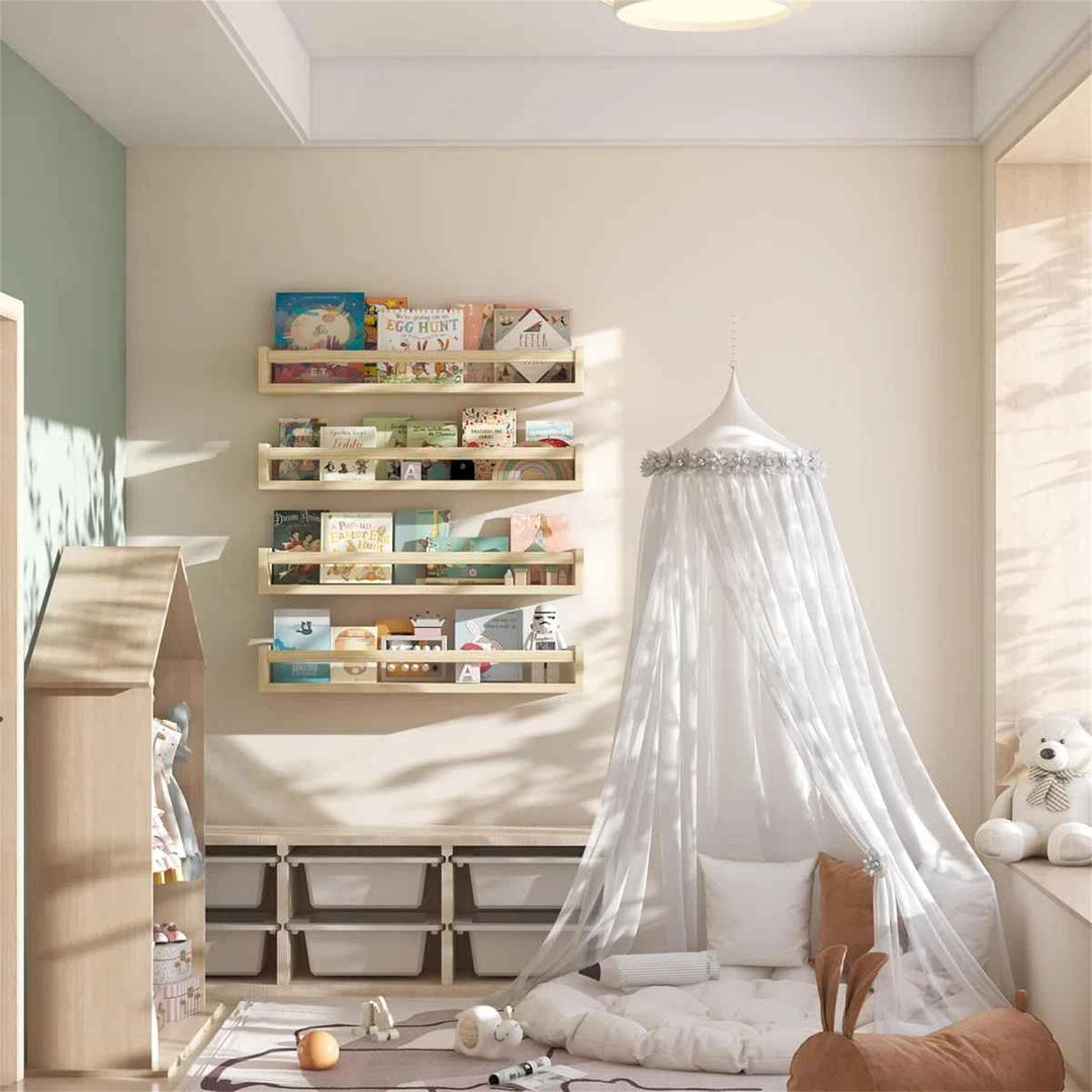 Wall Mounted Kids Bookshelves Floating Nursery Shelf Book-Set of 4
