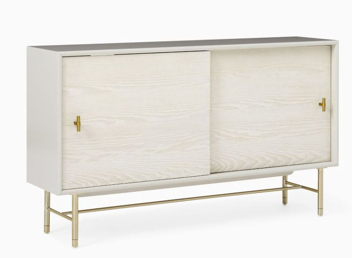 Modernist Wood and Lacquer Shallow Media Console