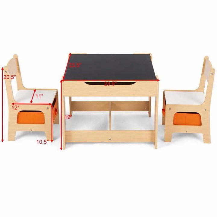 Kids 3 Piece Square Play Activity Table and Chair Set