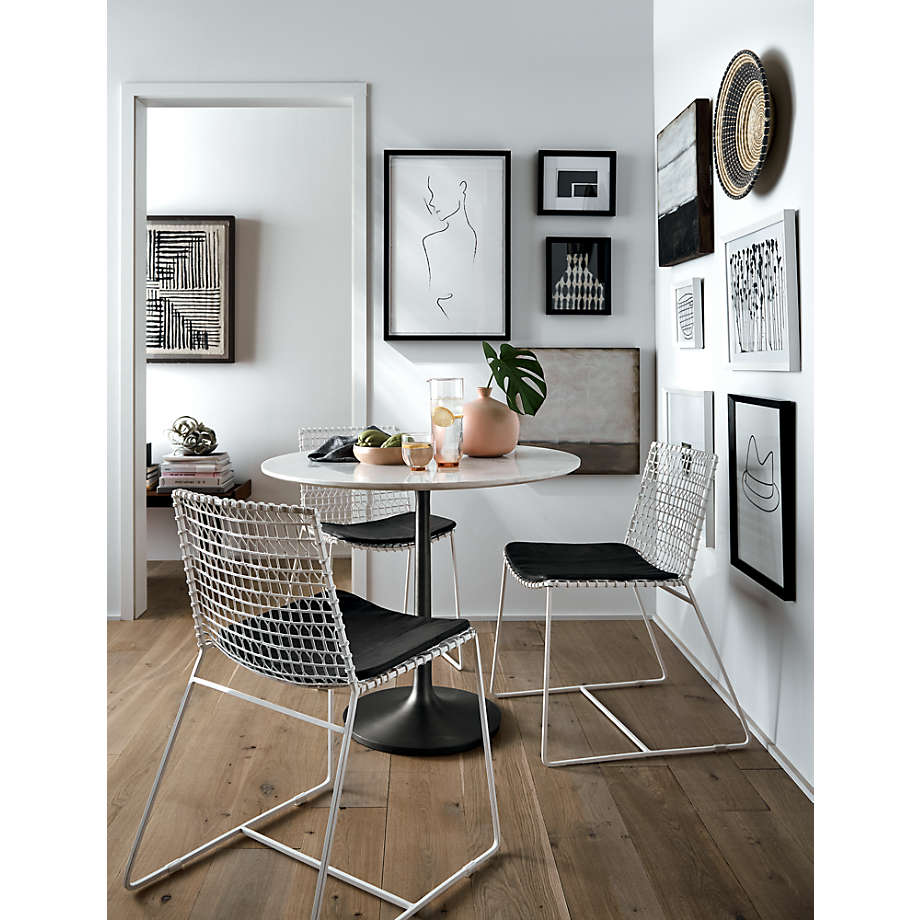 Nero 48" White Marble Dining Table with Matte Black Base