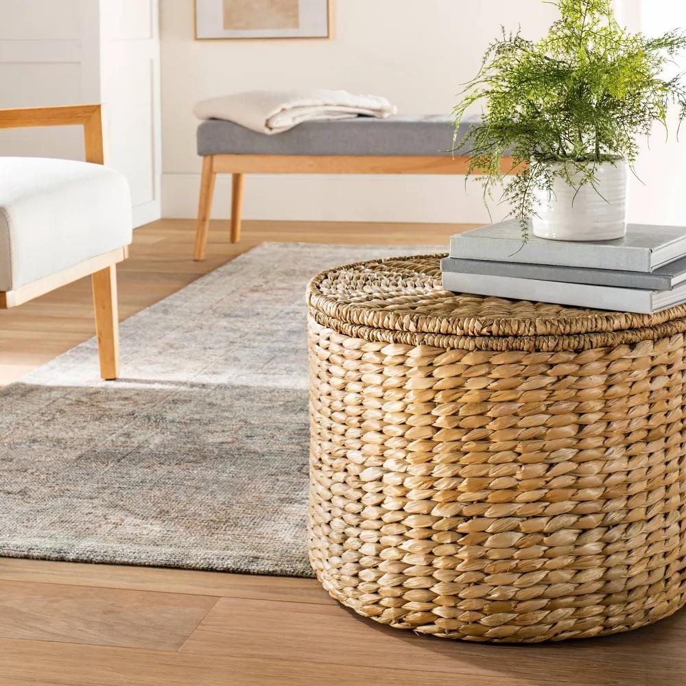 Woven Storage Ottoman Natural