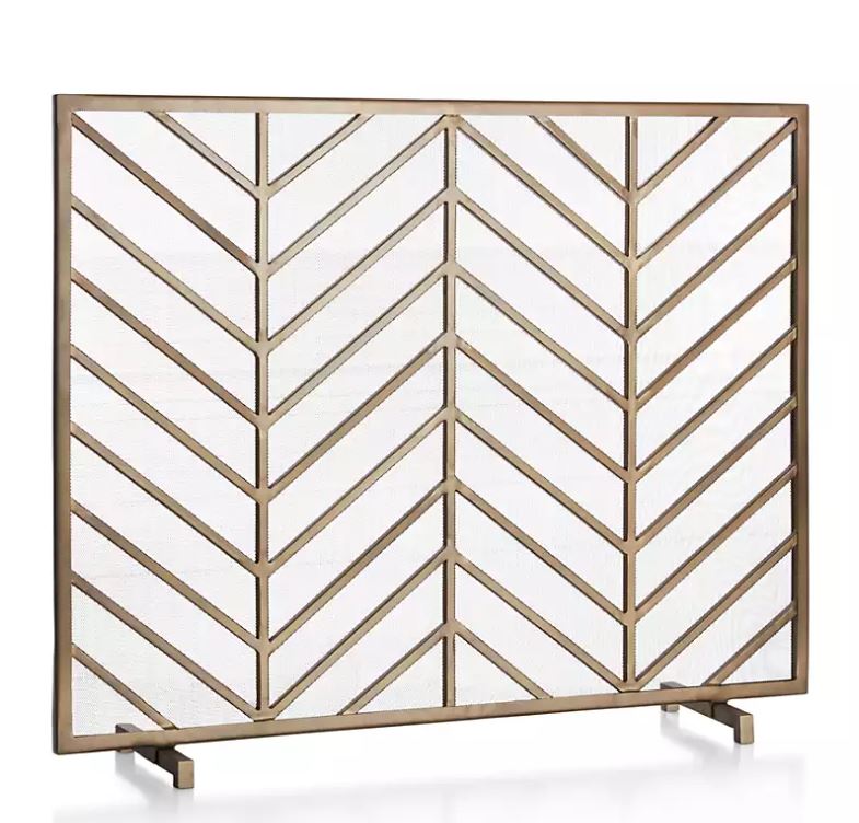 Chevron Brass Fireplace Screen