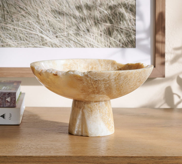 Onyx Stone Pedestal Bowl Large