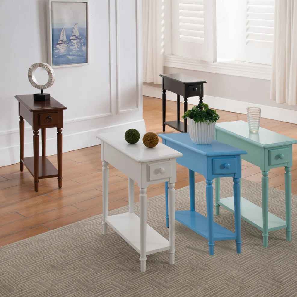 Coastal Solid Wood Narrow Side Table