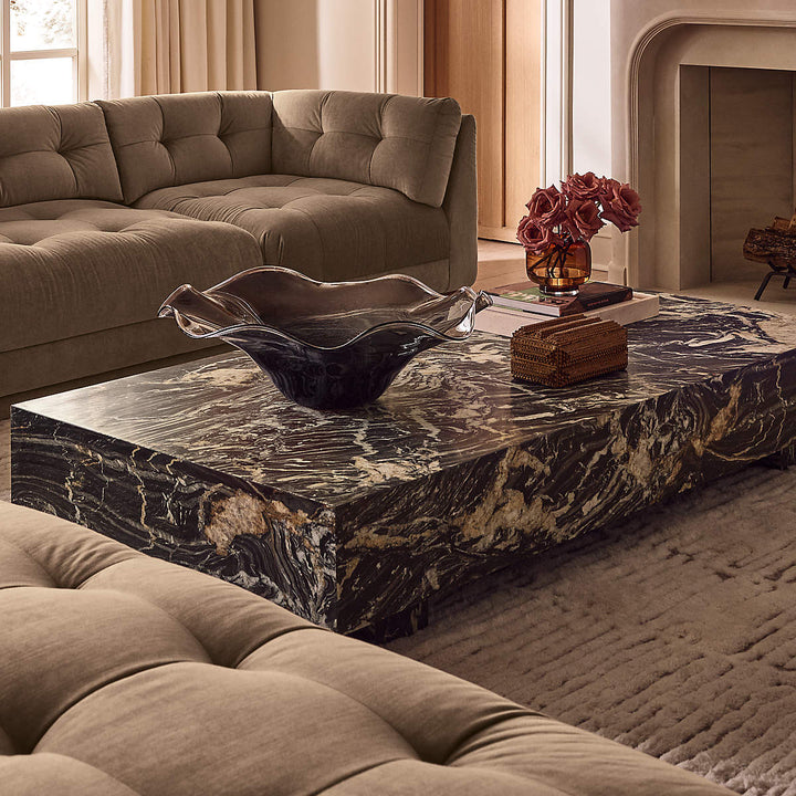 Enyo 55" Rectangular Black Marble Coffee Table
