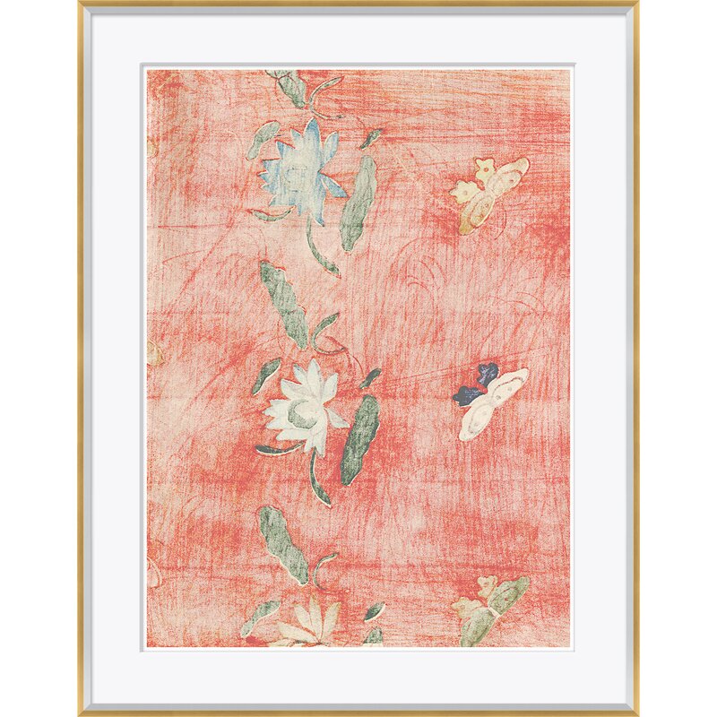 Japanese Textile Design in Blush Framed Graphic Art Print