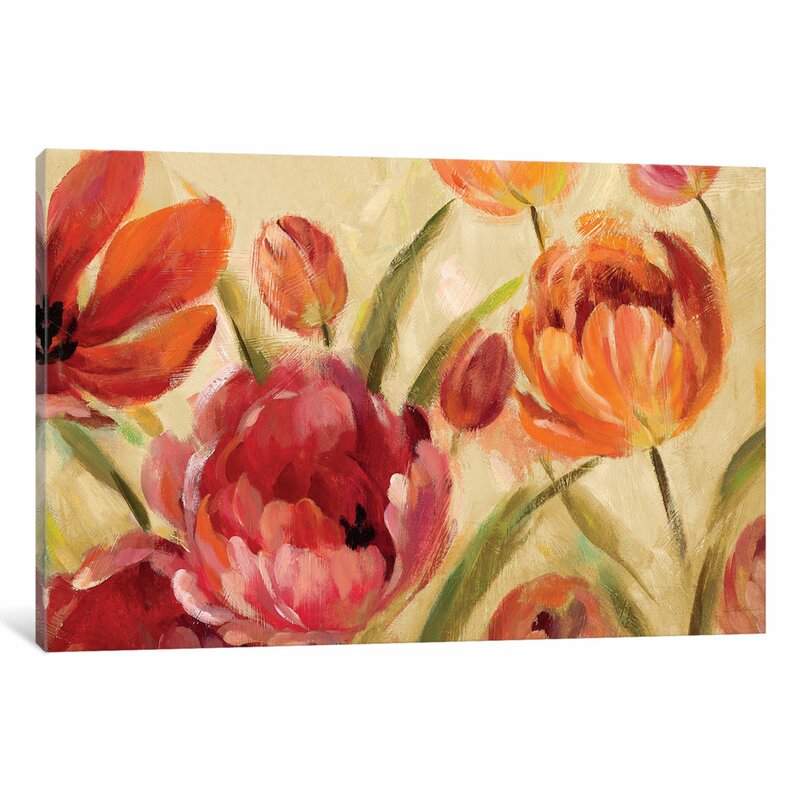 Expressive Tulips Painting Print on Canvas