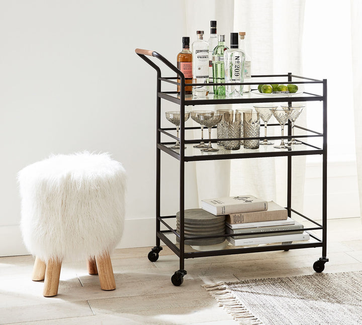 Mongolian Faux Fur Stool