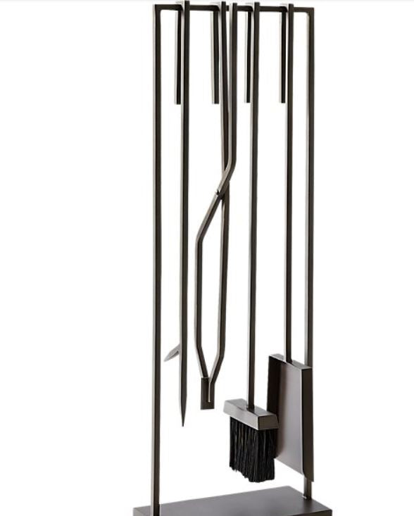 4 Piece Bend Raw Steel Standing Fireplace Tool Set