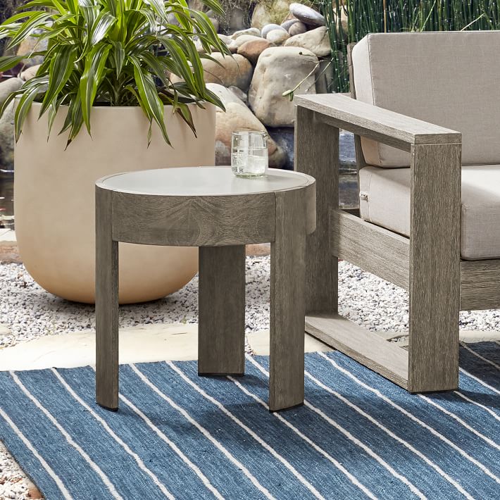 Portside Outdoor Round Concrete Side Table