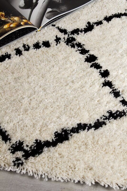 Lydon Geometric Ivory Black Area Rug-7'10''x10'10''