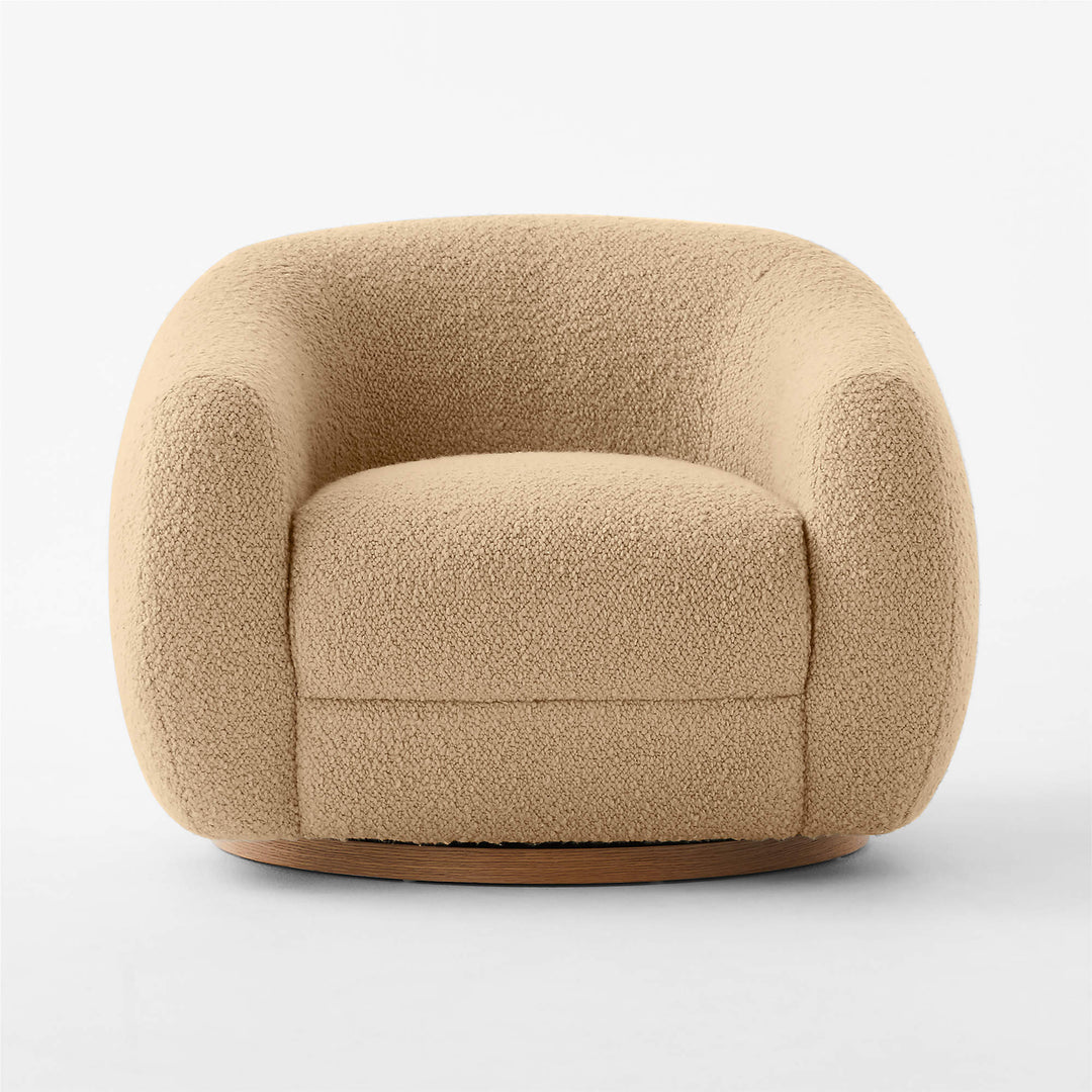 Laszlo Camel Brown Boucle Swivel Chair