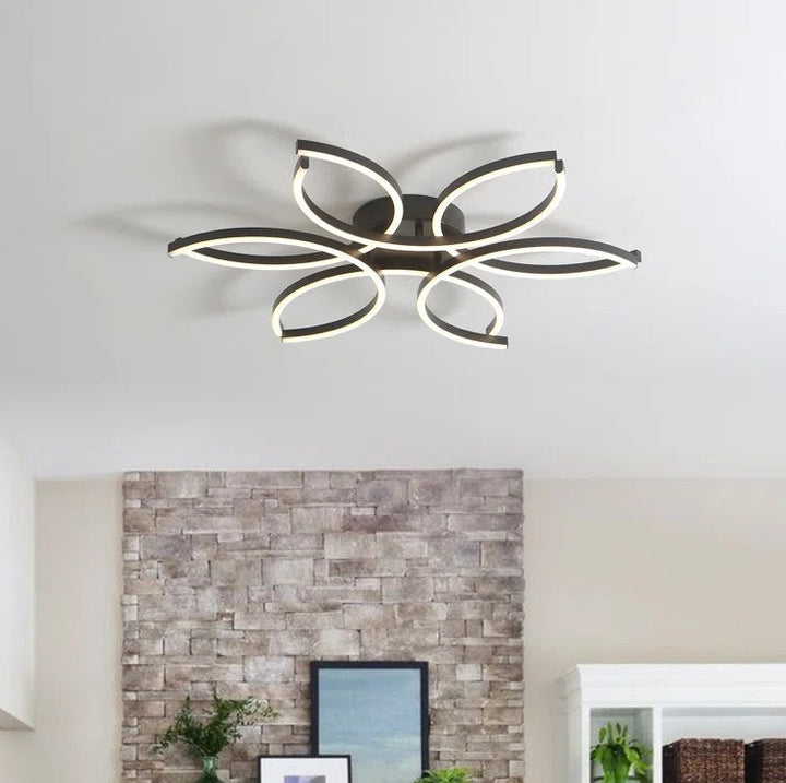 Reveka 6 Light 30 Inches LED Modern Flush Mount Flower Shape with Remote Control