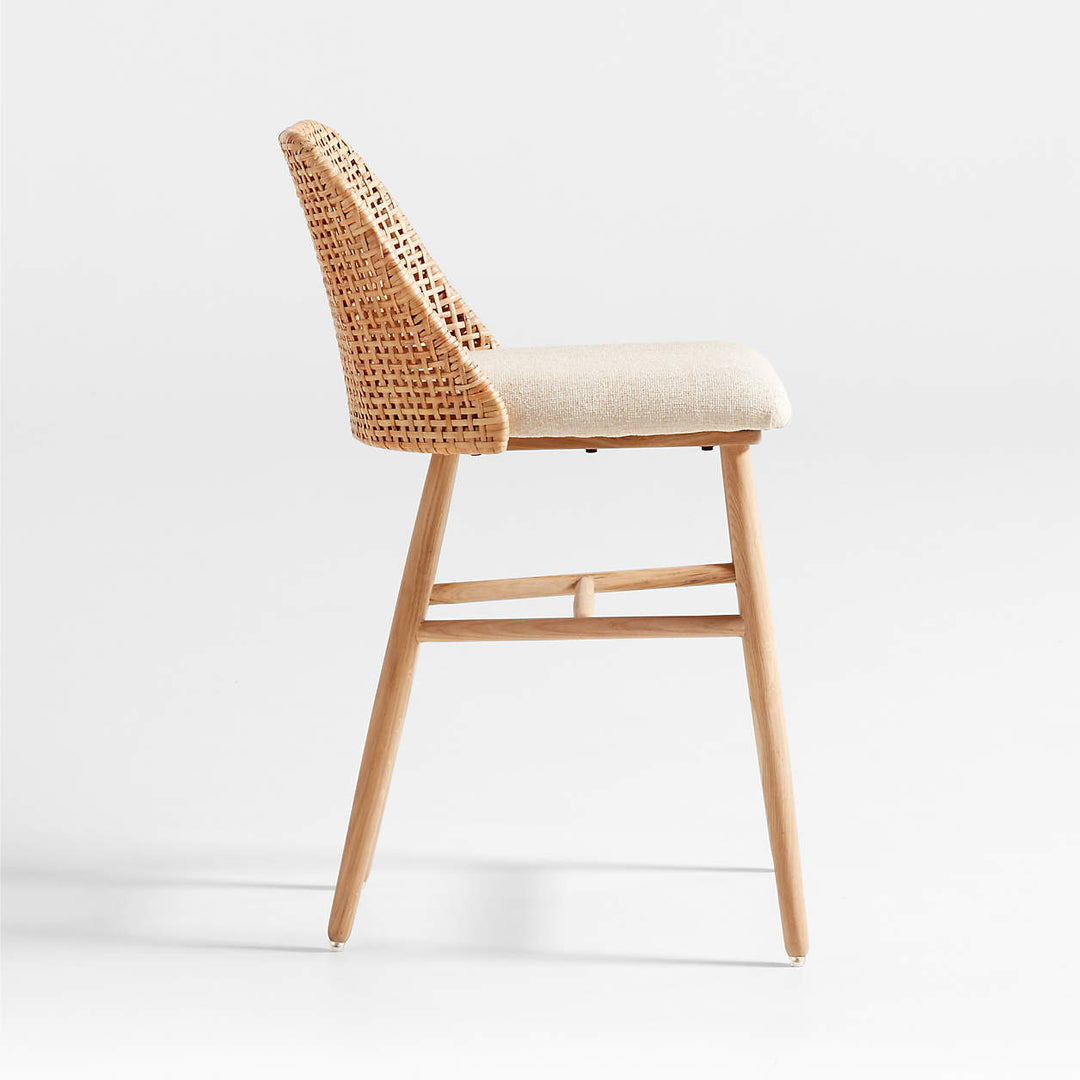 Astrid Upholstered Rattan Counter Stool