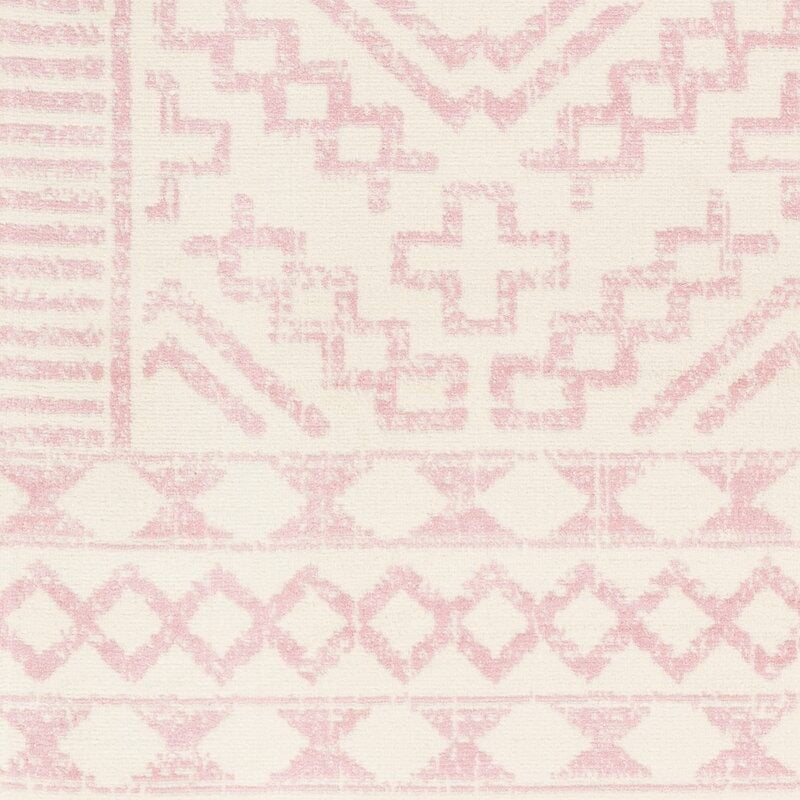 Rectangle Aleman Oriental Pale Pink Cream Area Rug 6'7"x9'