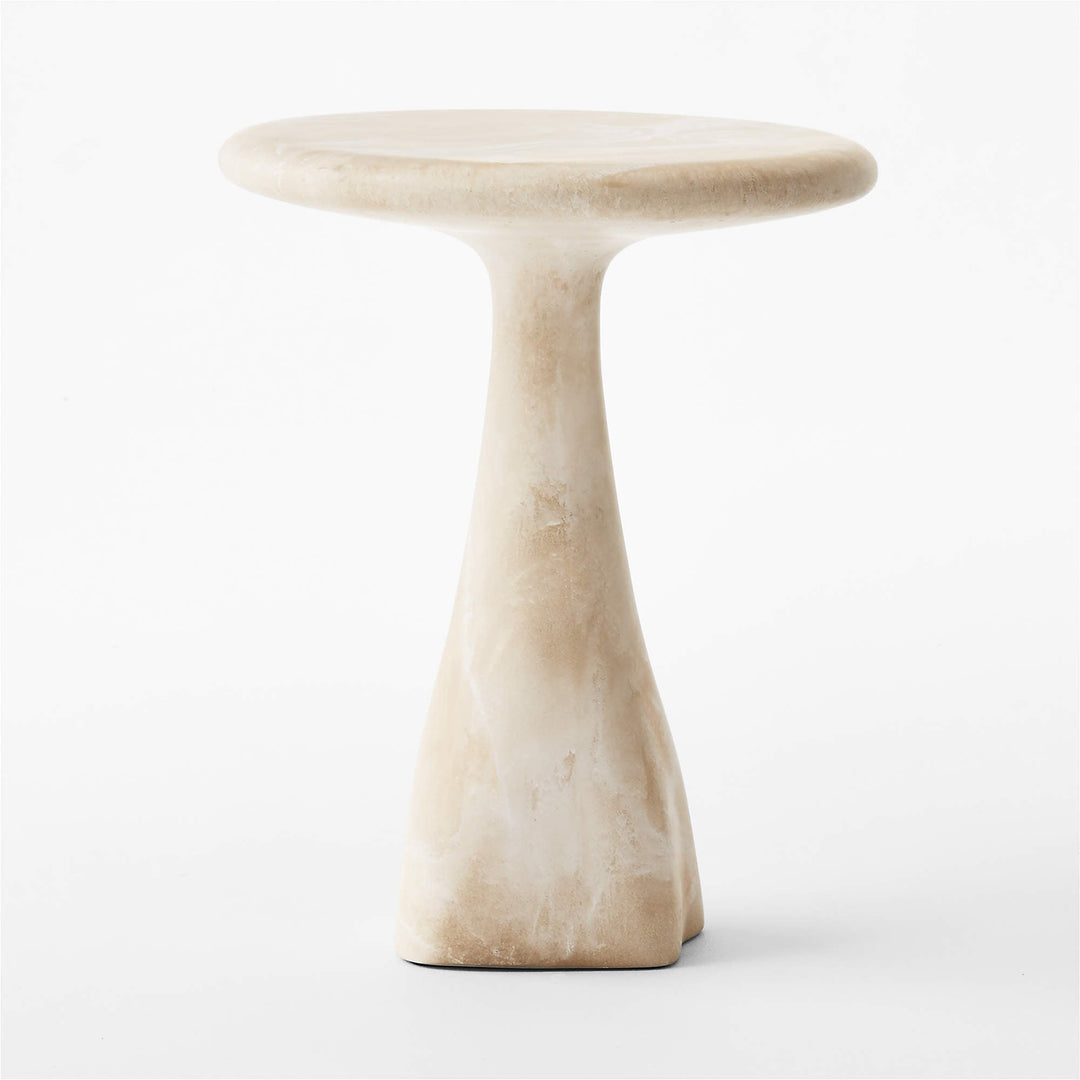 Espira Round Cream Marbled Resin Side Table