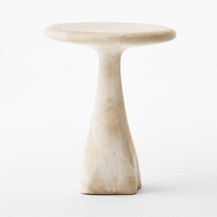Espira Round Cream Marbled Resin Side Table