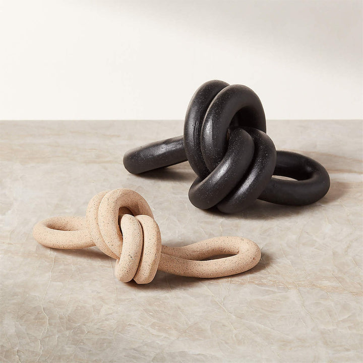 DECORATIVE BLACK CERAMIC DOUBLE LOOP KNOT XL