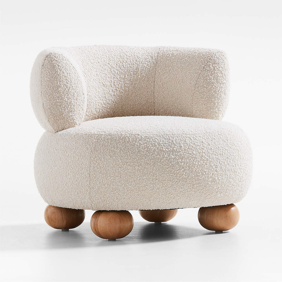 Oki Ivory Boucle Kids Lounge Chair