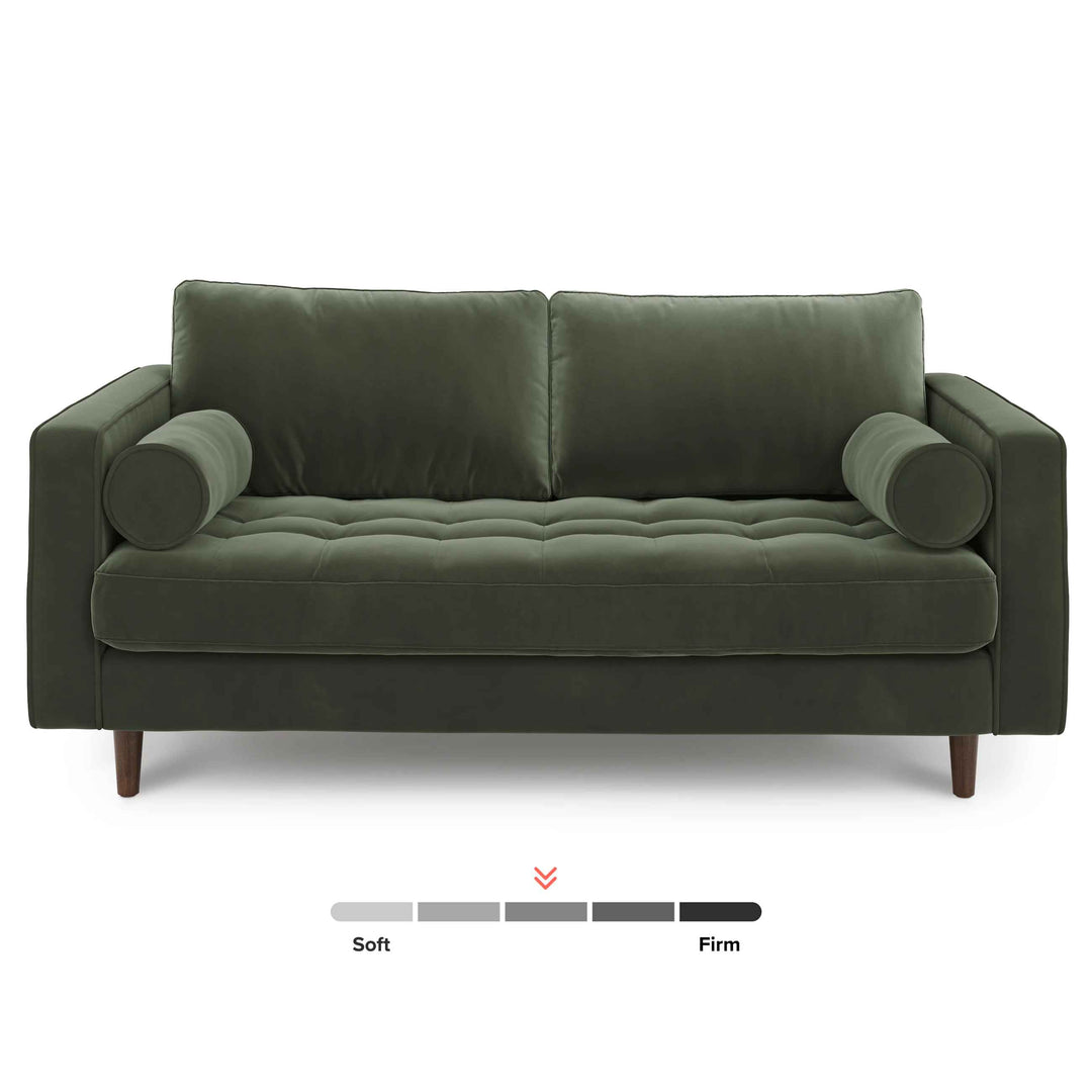 Sven Tufted Velvet Loveseat Plush Pacific Green