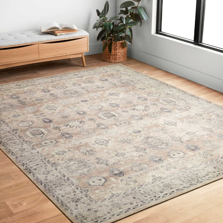 Vega Square Oriental Power Loom Ivory Area Rug-9'x12'