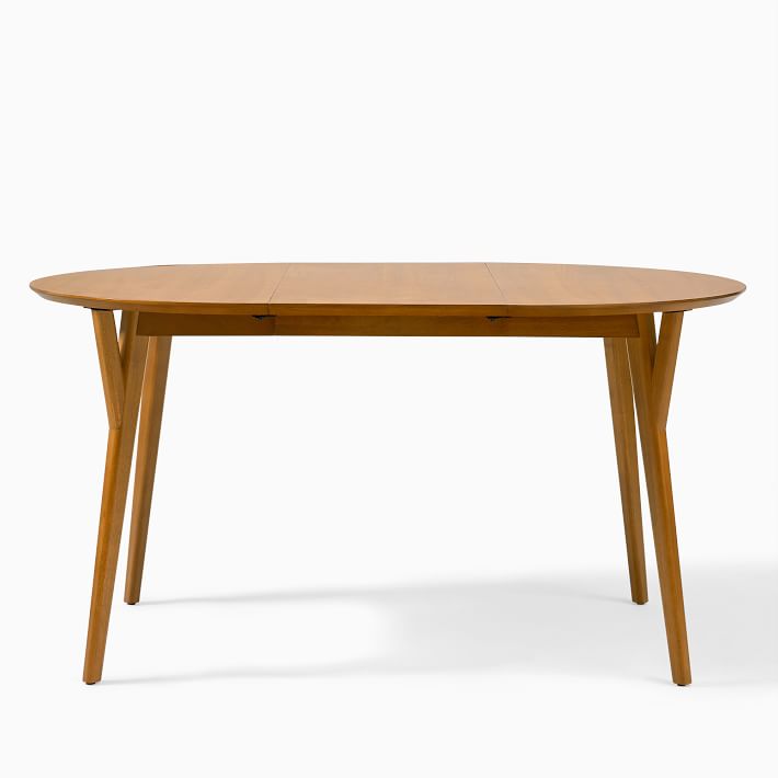 Mid Century Rounded Expandable Dining Table