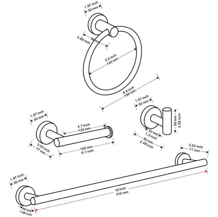 A5BK 522 5 Piece Bathroom Hardware Set