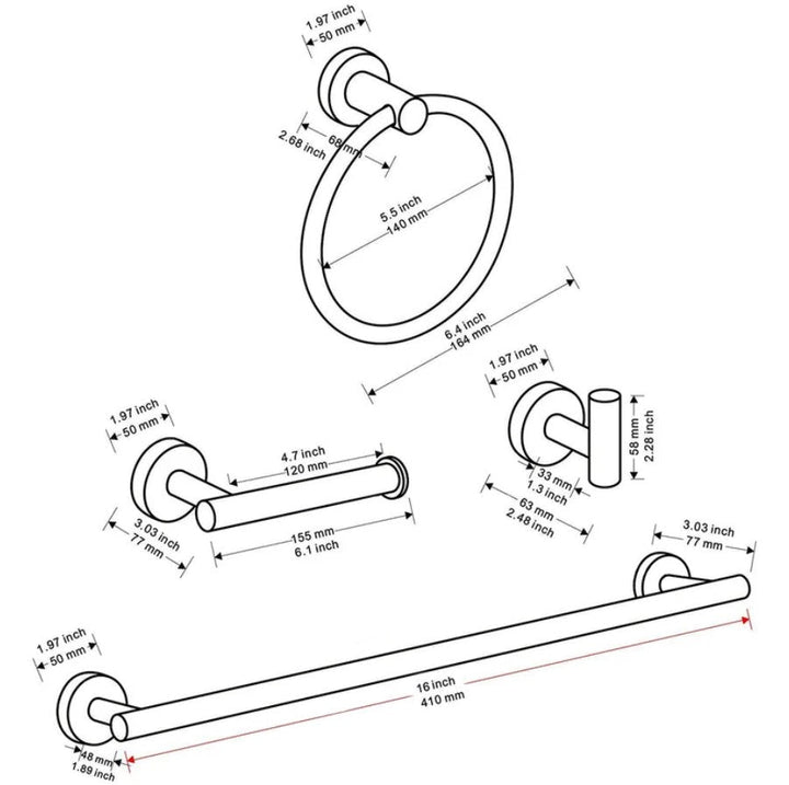 A5BK 522 5 Piece Bathroom Hardware Set