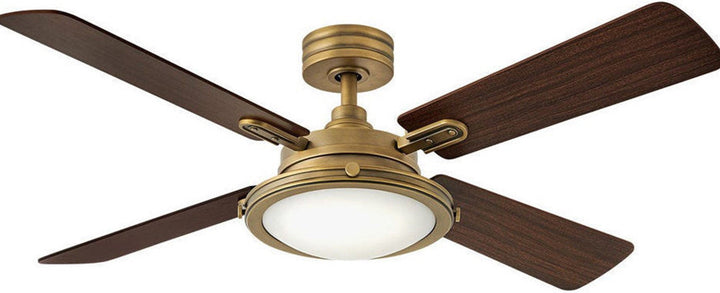Genevieve Led Ceiling Fan Aged Brass Walnut
