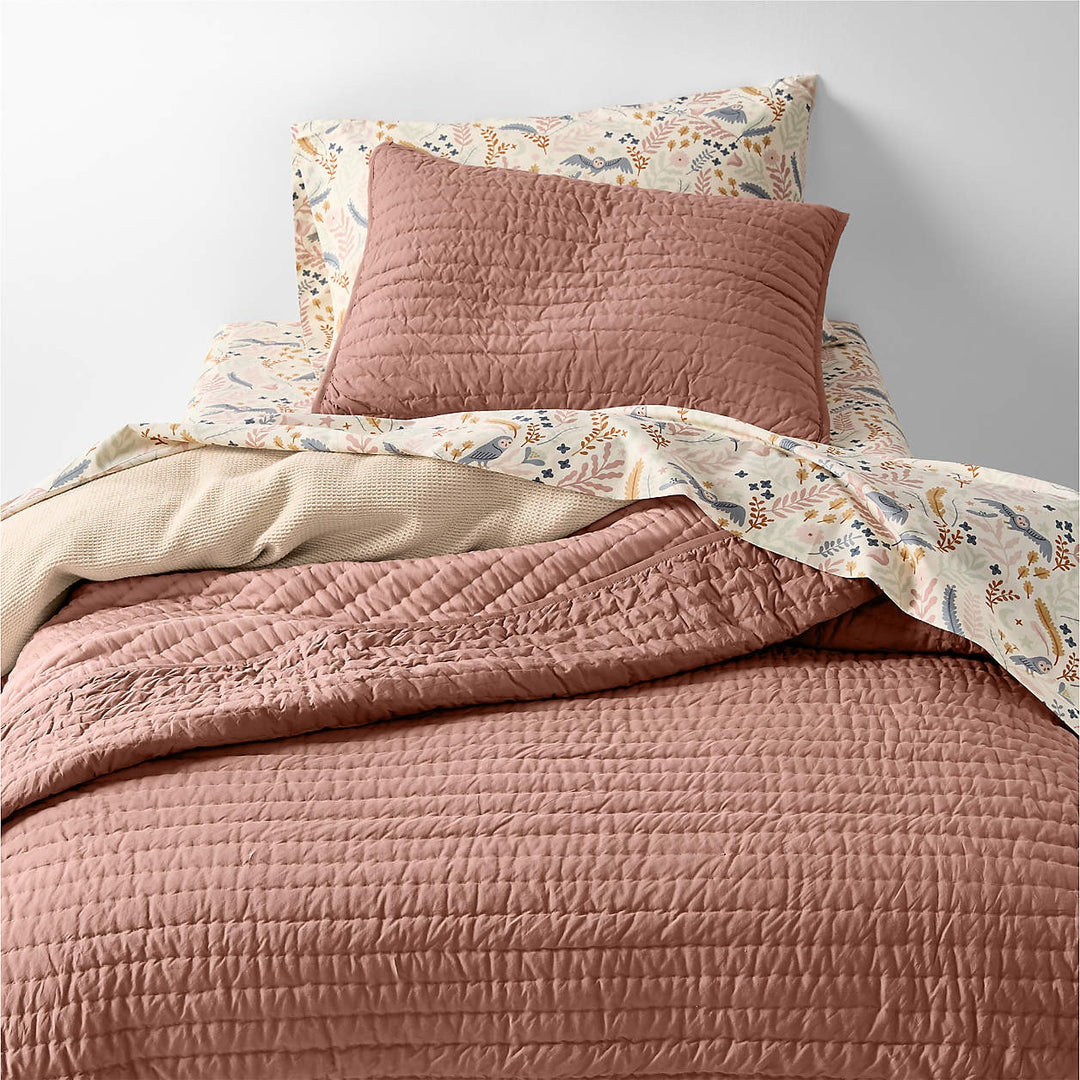 Cozy Cloud Plum Rose Washed Organic Cotton Kids Quilted Pillow Sham