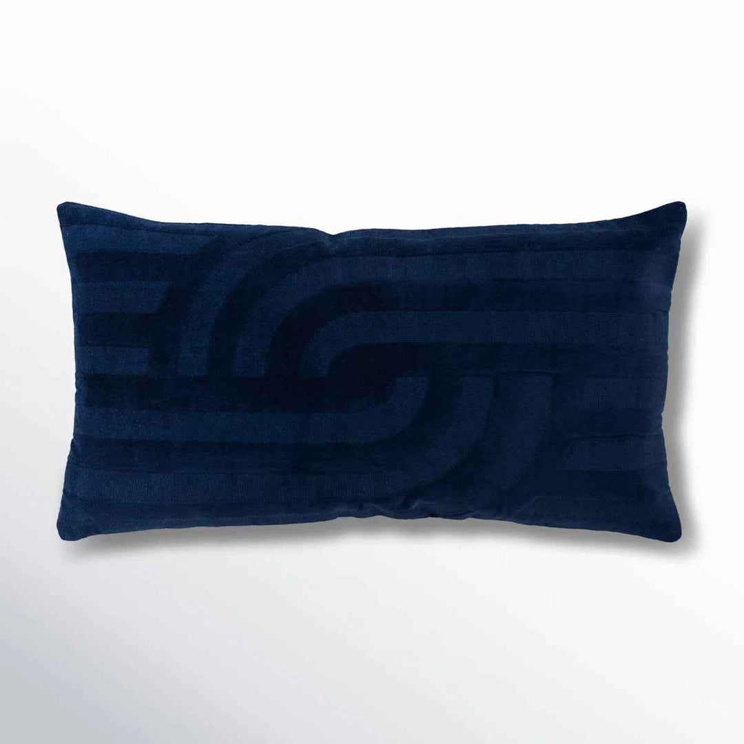 Terrah Embroidered Cotton Lumbar Throw Pillow-14"x26"